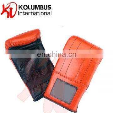 Genuine leather red color boxing bag gloves and mitts