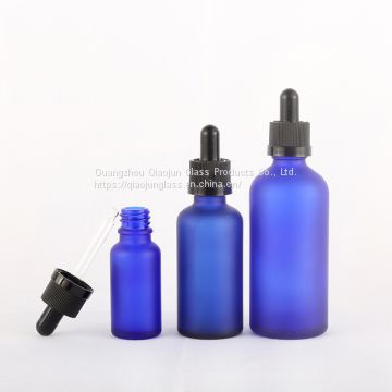 Excellent Quality 10Ml 20Ml 30Ml 50Ml Blue Frosted Glass Dropper Bottle