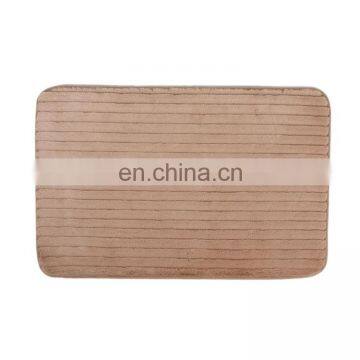 New Design Multicolor Solid Color Comfortable Non-Slip Stripe Memory Foam Floor Antislip Bathroom Mats Rugs Set