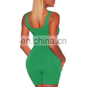 Women 2020 New Arrival One-piece One Piece Jumpsuit Sexy Short Bodycon Casual Blank Fluorescent Color Romper Jumpsuit photo-5