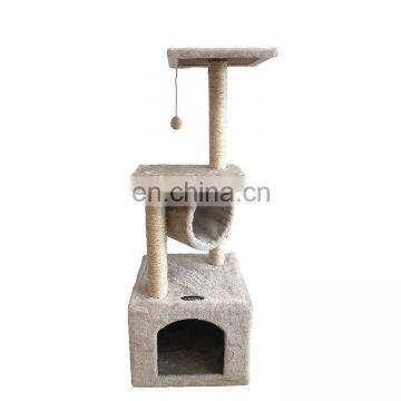 Custom Branded FBA Service Wholesale Cheap Indoor Easily Assemble Faux Fur Cat Tree Wall Cat Condo Furniture Tree With Cave photo-3