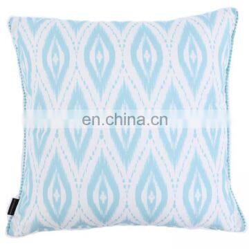 Turquoise Printed Decorative Cotton Canvas Pillow Sofa Throw With Cute Pom photo-2