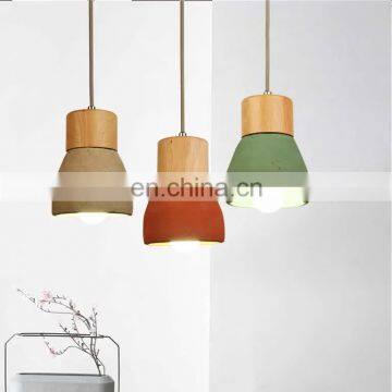 Industrial concrete+wood pendant lamp led dining room pendant light