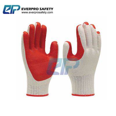 Hot Sale 10G Polycotton Liner stuck rubber palm coated work gloves