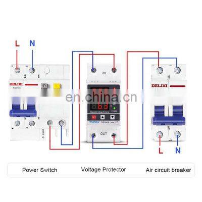 63A 230V Din Rail Adjustable Over Voltage Under Voltage Protect Electric Digital Automatic Voltage Protector