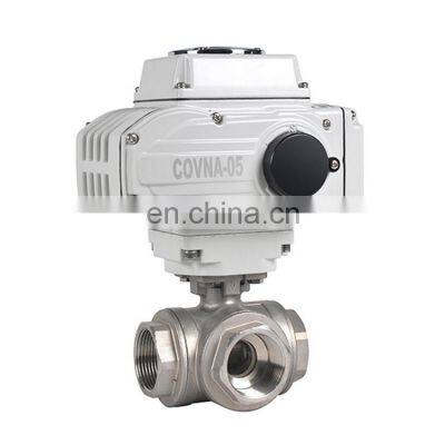 COVNA 1/2 inch 3 Way CF8M 1000 WOG 12V Female Threaded Stainless Steel Electric Motorized Electric Ball Valve