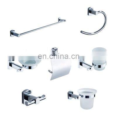 China home Chromed Brass 6pcs Modern toilet hardware pendant towel bar set sanitary fittings and bathroom accessories shower