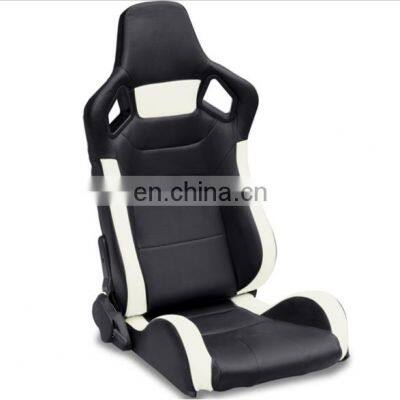 JBR1040 Black / White Stripes PVC Leather With Single Slider Universal Car Racing Seat