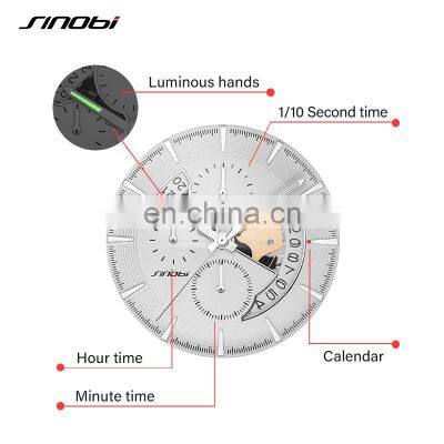 SINOBI S9829G Man Watch Waterproof Stainless Steel Montre Males Quartz Watches High Quality Pilot Men's Chronograph Watch photo-2