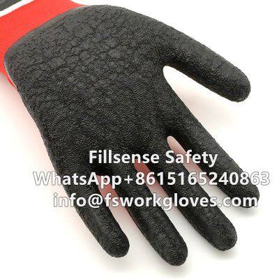 13Gauge Polyester Liner Crinkle Dipped Latex Rubber Gloves Rubber Palm Work Gloves Latex Coated Gloves photo-3