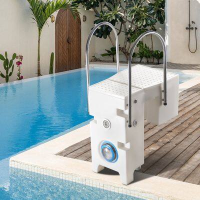 Portable Outdoor Pool Filter with Anti-Slip Cover Wall Mounted Stainless Ladder Pipeless Filtration Acrylic Material