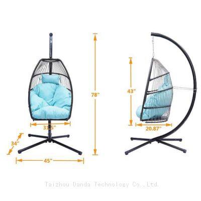 Durable Modern Outdoor Furniture Hanging Egg Swing Chair With Cushion PE Rattan Metal Frame Living Room Hotel Bedroom Courtyard photo-3