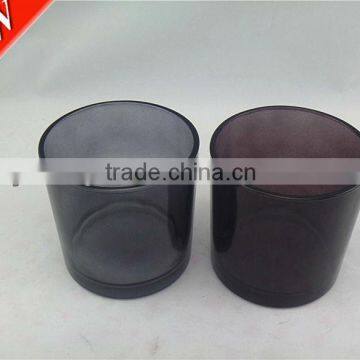 black glass candle holder