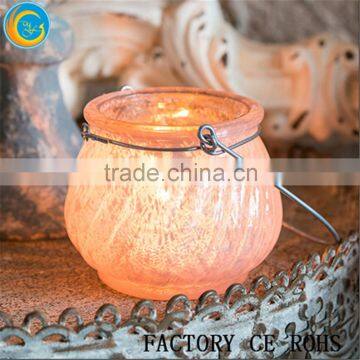 Miniature Glass Tealight Holder With Wire Hanger/Hanging Glass Ball For Home & Garden