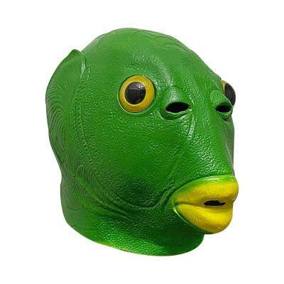 Green Fish Mask Halloween Carnival Animal Theme Party Cosplay Funny Fish Full Head Latex Masks