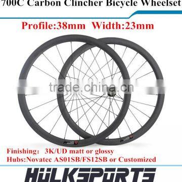 Road bicycle wheel 700c carbon road bike Clincher wheel 38mm carbon Clincher wheel wheelset