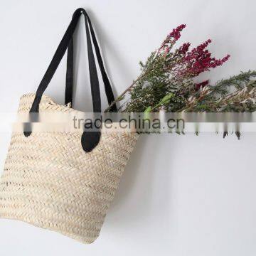 High quality best selling Natural seagrass shopping bag with leather handles from vietnam