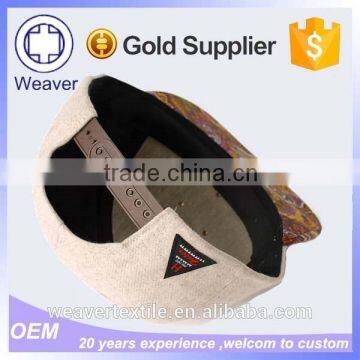 Plain 5 Panel Cap Custom Australian Snapback Cap With Paisley Print Fabric Brim photo-3
