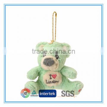 Plush bear with embroidery heart keychain