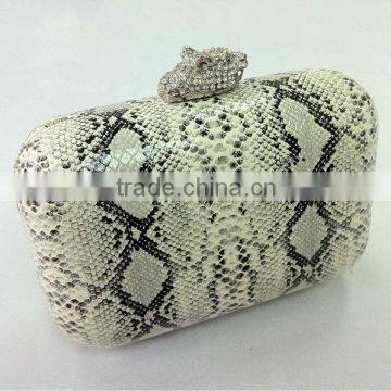 python snake skin rhinestone hard shell clutch bag factory / manufacturer