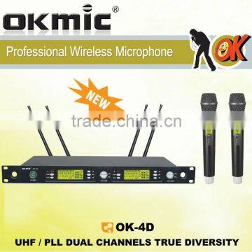 OKMIC OK-4D UHF/PLL Professional Dual Channels Wireless Microphone