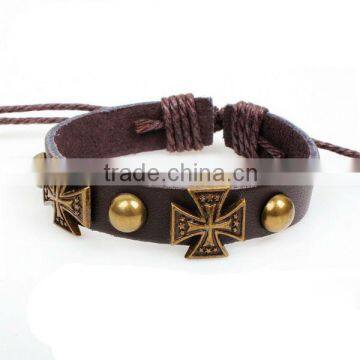 New 2013 Antique Bronze Cross leather bracelet