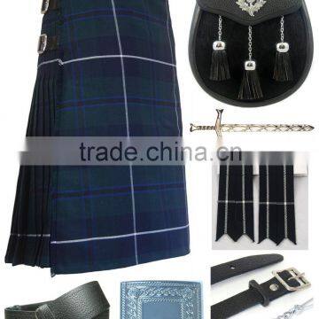 Scottish Douglas Modern 7 Yard Kilt Set Made Of Fine Quality Wool Tartan