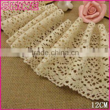 Factory Wholesale Cheap Big Non-Elastic 4.9" Creamy White Crochet Cotton Lace Garment Trim