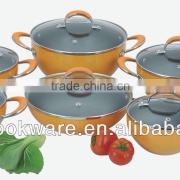 2015 New Products 12PCS High Quality 2.5mm Hard Anodized Aluminium Cookware Set With Color High Temperature Paint For Wholesale