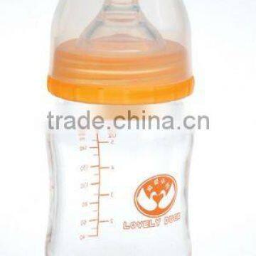 160ml Wide neck high boron silicone baby glass milk bottle