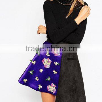 Asymmetrical lady appliqued floral skirts designs dress summer apparel suppliers