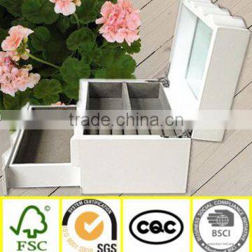Custom Europe Simple Style Wooden Mirrored Makeup Box Graceful Jewelry Packaging