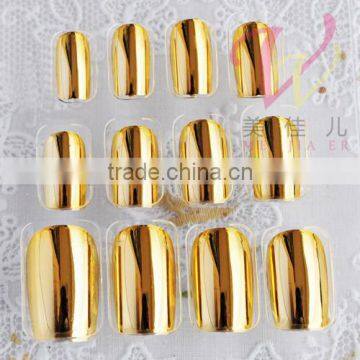 metallic gold color design nail tips\metal nail tip wholesale price made in china