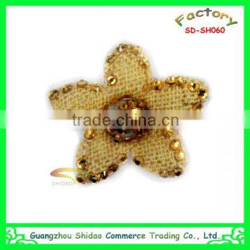 Golden rhinestone artificial flower for decoration