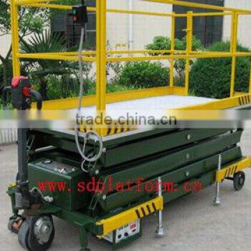 Assisted-walking scissor lift table--aerial work platform