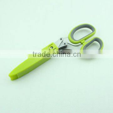 Stainless Steel 5 Blades Herb Shears With Cleaning Comb Cover photo-4