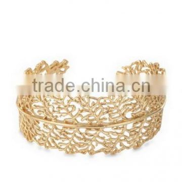 Filigree Leaf Golden Cuff Bangle Fashion GYPSY Boho Engraved Wide Bangle Bracelet