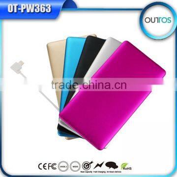 Innovate products electronic gift 4000mah polymer power bank with build in cable                        
                                                Quality Choice