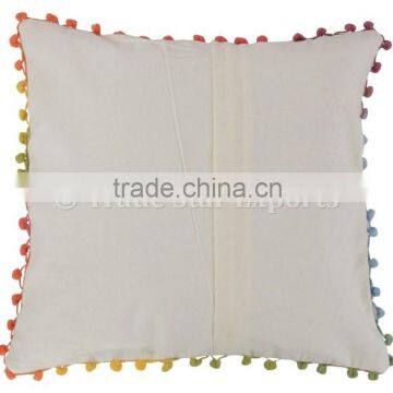 Uzbek Suzani Embroidered Pillow Cover Decorative Pom Pom Throw Pillow Case Indian Outdoor Cushion Cover photo-4