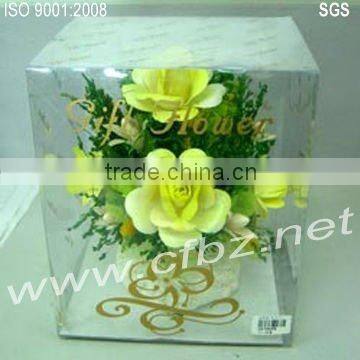 Square plastic flower packaging with printing