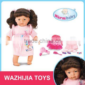 2016 hot sale dress up baby doll games with music IC and clothes