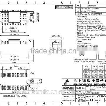 1.25mm Pitch 10, 20, 30 40 Pin Available SMT Electronic Wire to Board 20 Pin Connector photo-4