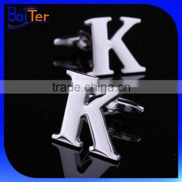 A-Z Wholesale Stainless Steel Silver Alphabet Cufflinks/316L Stainless Steel Cufflink Findings/Double Initial Cufflinks