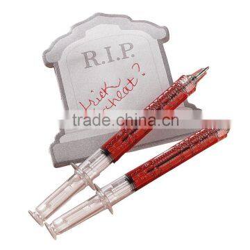 Hot Sale Promotional Plastic Syringe Pens Novelty Fake Injection Needle Shape Ballpoint Pens Doctor Nurse Halloween Costume