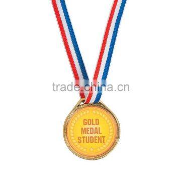 New Custom Design Top Rated Hot Sale Cheap Plastic Gold Medal Student Awards with Ribbon Necklace for Rewarding your students