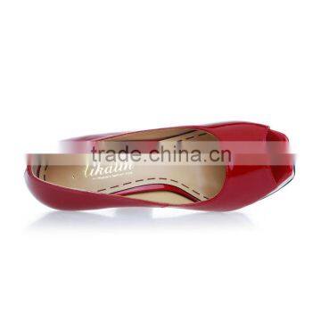 Fashion wine red Cow patent sexy pics of women in high heels special heel square open toes