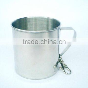 Stainless Steel Camping Mug with Metal Handle & Key Chain Clip