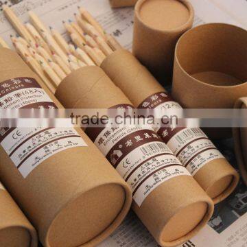 natural wooden color pencil in paper tube/ new products 2014 kids body hexagonal natural wooden color pencil set from china