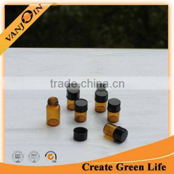 1/4 Dram Amber Glass Vials With Orifice Reducer & Black Caps