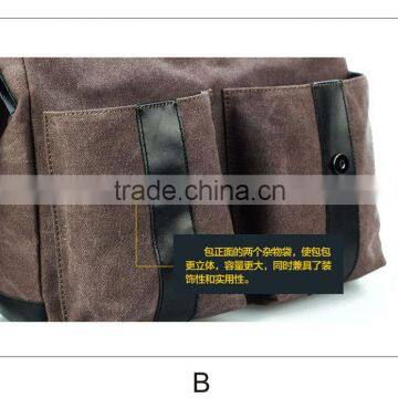 2015 Men's Vintage Canvas Leather School Military Shoulder Bag Messenger Travel Bag